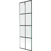 Mexen Next Badewannenwand 1-flügelig 60 x 150 cm, schwarzes Raster, Chrom - 895-060-000-00-77-01