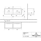 Villeroy & Boch Subway 3.0 Waschbeckenunterschrank, LED-Beleuchtung, 2 Auszüge, 1272x429x478mm, C567L1VJ, Farbe: Front/Korpus: Nordic Oak, Griff: Volcano Black