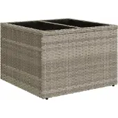 Syfax Gartentisch mit Glasplatte Hellgrau 55x55x37 cm Poly Rattan