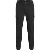 Jack & jones Cargohose "PAUL FLAKE", Herren, Gr. 46 (6XL), Länge 34, schwarz, Web, Obermaterial: 98% Baumwolle, 2% Elasthan, , unifarben, slim fit normal, Hosen Cargohose