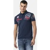 Cipo & Baxx Poloshirt , Herren, Gr. XL, blau (navyblau), Jersey, Obermaterial: 95% Baumwolle, 5% Elasthan, bedruckt, regular fit normal, Shirts Poloshirt
