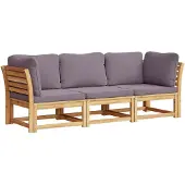 Syfax 3-tlg. Garten-Lounge-Set mit Kissen Massivholz Akazie