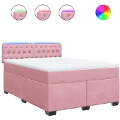 Syfax Boxspringbett mit Matratze Rosa 160x200 cm Samt