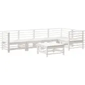 Syfax 6-tlg. Garten-Lounge-Set Weiß Massivholz Kiefer