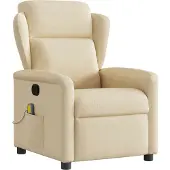 Syfax Massagesessel Creme Stoff mit manueller Liegefunktion und Vibrationsfunktion 78x95x100 cm