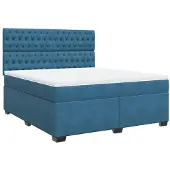 Syfax Boxspringbett mit Matratze Blau 180x200 cm Samt