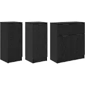 Syfax Sideboard 3 pcs Schwarz Eichen-Optik Holzwerkstoff