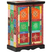 Syfax Sideboard Handbemalt mit Türen 53x30x75 cm Massivholz Mango