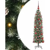 Syfax Künstlicher schlanker Weihnachtsbaum Grün und Weiß 120 cm