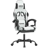 Syfax Gaming-Stuhl mit Fußstütze Weiß und Schwarz Kunstleder