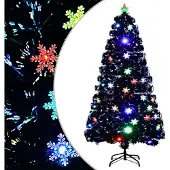 Syfax Weihnachtsbaum mit LED-Schneeflocken Schwarz 120 cm Fiberoptik