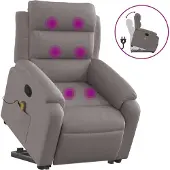 Syfax Massagesessel mit Aufstehhilfe Taupe Stoff