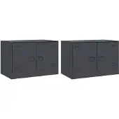 Syfax TV-Schränke 2 Stk. Anthrazit 67x39x44 cm Stahl