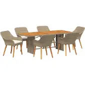 Syfax Garten Essgruppe 7 stk. Beige Poly-Rattan