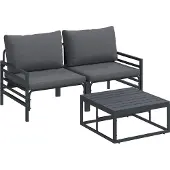 Syfax Gartensofa-set 3 stk. Schwarz Stahl