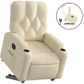 Syfax Relaxsessel mit Aufstehhilfe Creme Stoff