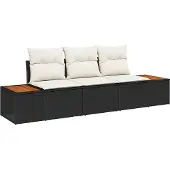 Syfax Gartensofa-set 3 stk. Schwarz Poly-Rattan