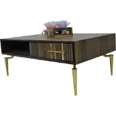 AEA Stilvoller Couchtisch mit eleganten goldenen Beinen und Schublade