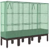 Syfax Hochbeet mit Gewächshaus-Aufsatz Rattan-Optik 160x40x140 cm