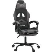 Syfax Gaming-Stuhl mit Fußstütze Drehbar Schwarz & Grau Kunstleder