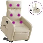 Sonstiges Massagesessel mit Aufstehhilfe Creme Stoff