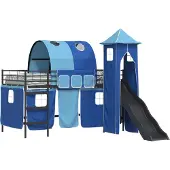 Syfax Kinder Etagenbett Gestell Schwarz und Blau 80 x 200 cm Metall