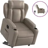 Syfax Relaxsessel mit Aufstehhilfe Elektrisch Cappuccino Kunstleder
