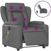 Syfax Massagesessel Elektrisch Grau Kunstleder