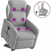 Syfax Massagesessel mit Aufstehhilfe Wolkengrau Stoff