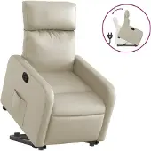 Syfax Relaxsessel mit Aufstehhilfe Creme Kunstleder