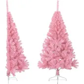 Syfax Künstlicher Halb-Weihnachtsbaum mit Ständer Rosa 120 cm PVC