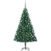 Syfax Künstlicher Weihnachtsbaum mit Beleuchtung & Kugeln Grün 150 cm