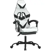 Syfax Gaming-Stuhl mit Fußstütze Drehbar Weiß & Schwarz Kunstleder