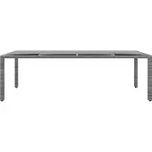 Syfax Gartentisch 250x100x75 cm Hartglas und Poly Rattan Grau