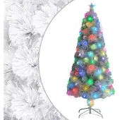 Syfax Künstlicher Weihnachtsbaum mit Beleuchtung Weiß 150cm Glasfaser
