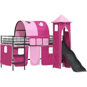 Syfax Kinder Etagenbett Gestell Schwarz und Pink 100 x 200 cm Metall