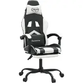 Syfax Gaming-Stuhl mit Fußstütze Schwarz und Weiß Kunstleder