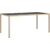 Syfax Gartentisch Beige Poly-Rattan