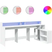 Syfax LED-Schreibtisch Weiß 200x104x91 cm Holzwerkstoff