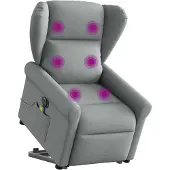 Syfax Elektrischer Massagesessel mit Aufstehhilfe Hellgrau Stoff