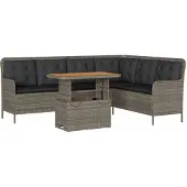 Syfax 2-tlg. Garten-Sofagarnitur mit Auflagen Poly Rattan Grau