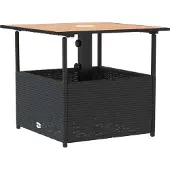 Syfax Gartentisch mit Schirmloch Schwarz 55x55x46,5 cm Poly Rattan