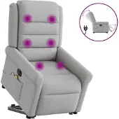 Syfax Massagesessel mit Aufstehhilfe Elektrisch Wolkengrau Stoff
