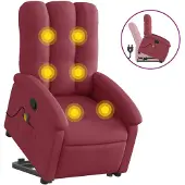 Syfax Massagesessel mit Aufstehhilfe Weinrot Stoff