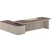 AEA Moderne Schreibtisch Beige Holzoptik Akustikpaneel mit Stauraum Büro Möbel