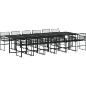 Syfax 13-tlg. Garten-Essgruppe Schwarz Poly Rattan