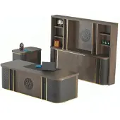 AEA Arbeitszimmer-Set 4tlg Bürotisch Bücherregal Sideboard Kommode Braun