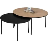 AEA Couchtisch Kaffeetisch Gruppe Beisteltisch Schwarz Set Braun Holz 2tlg