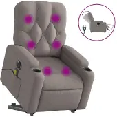 Syfax Elektrischer Massagesessel mit Aufstehhilfe Taupe Stoff