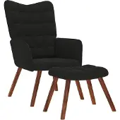 Syfax Relaxsessel mit Hocker Schwarzer Samt